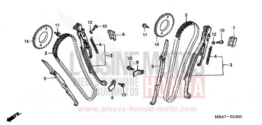 CHAINE A CAMES/TENDEUR VT750C21 de 2001